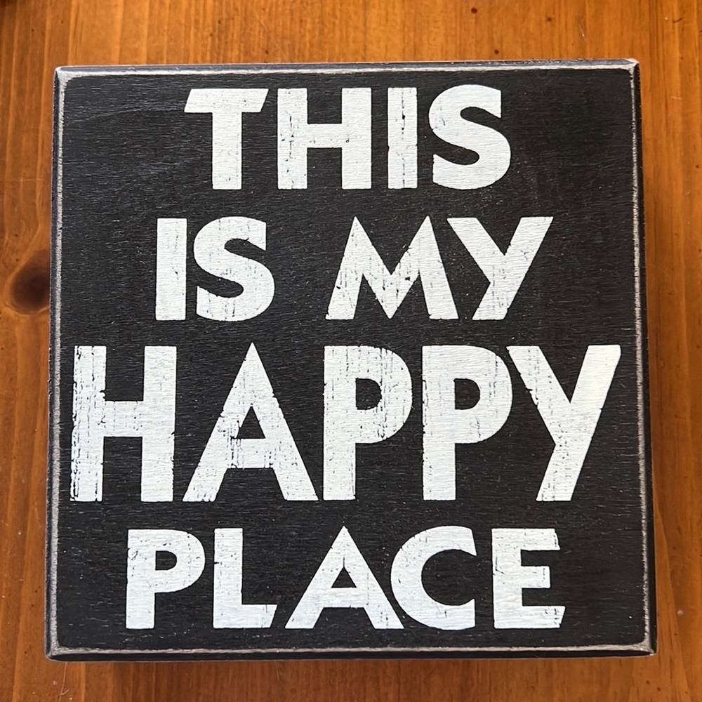 Happy Place wooden wall or desk sign.